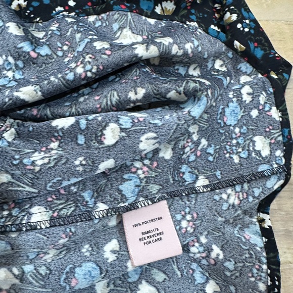 Philosophy black floral print long sleeve back bow ribbon mini flare dress - Picture 14 of 15